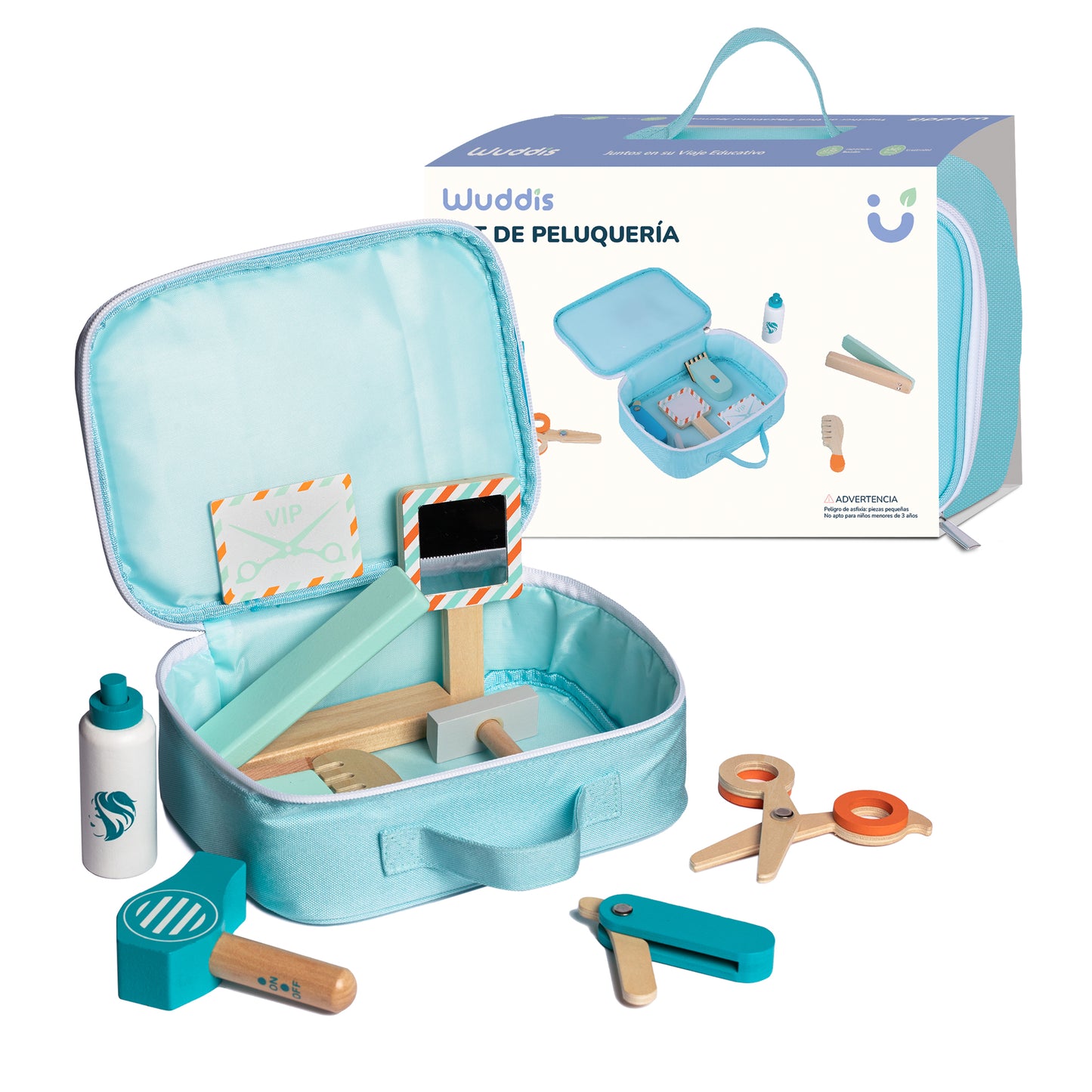 Set Peluquería de Madera - Juguete Educativo Montessori, a partir de 3 años