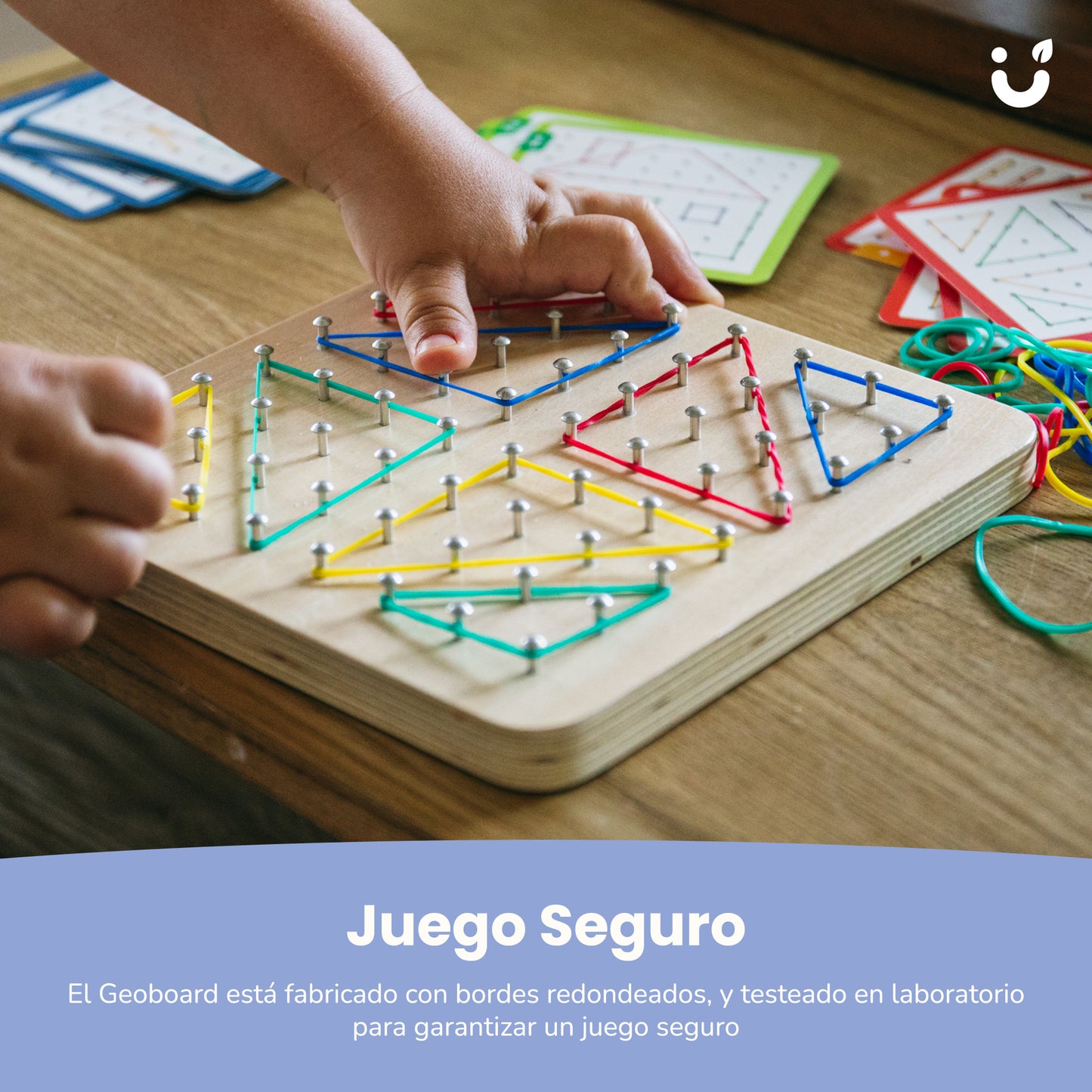 Geoboard de Madera con Gomas Elásticas - Juguete Educativo Montessori, a Partir de 3 Años