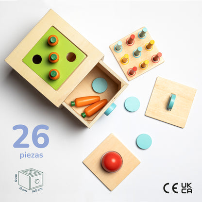 Cubo Actividades 4 en 1 - Juguete Educativo Montessori, a Partir de 12 Meses