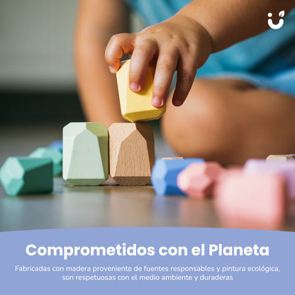 Piedras Apilables de Madera - Juguete Educativo Montessori, a Partir de 3 Años