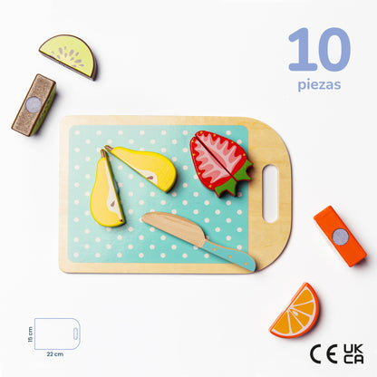 Set de Frutas para Cortar de Madera - Juguete Educativo Montessori, a Partir de 12 Meses