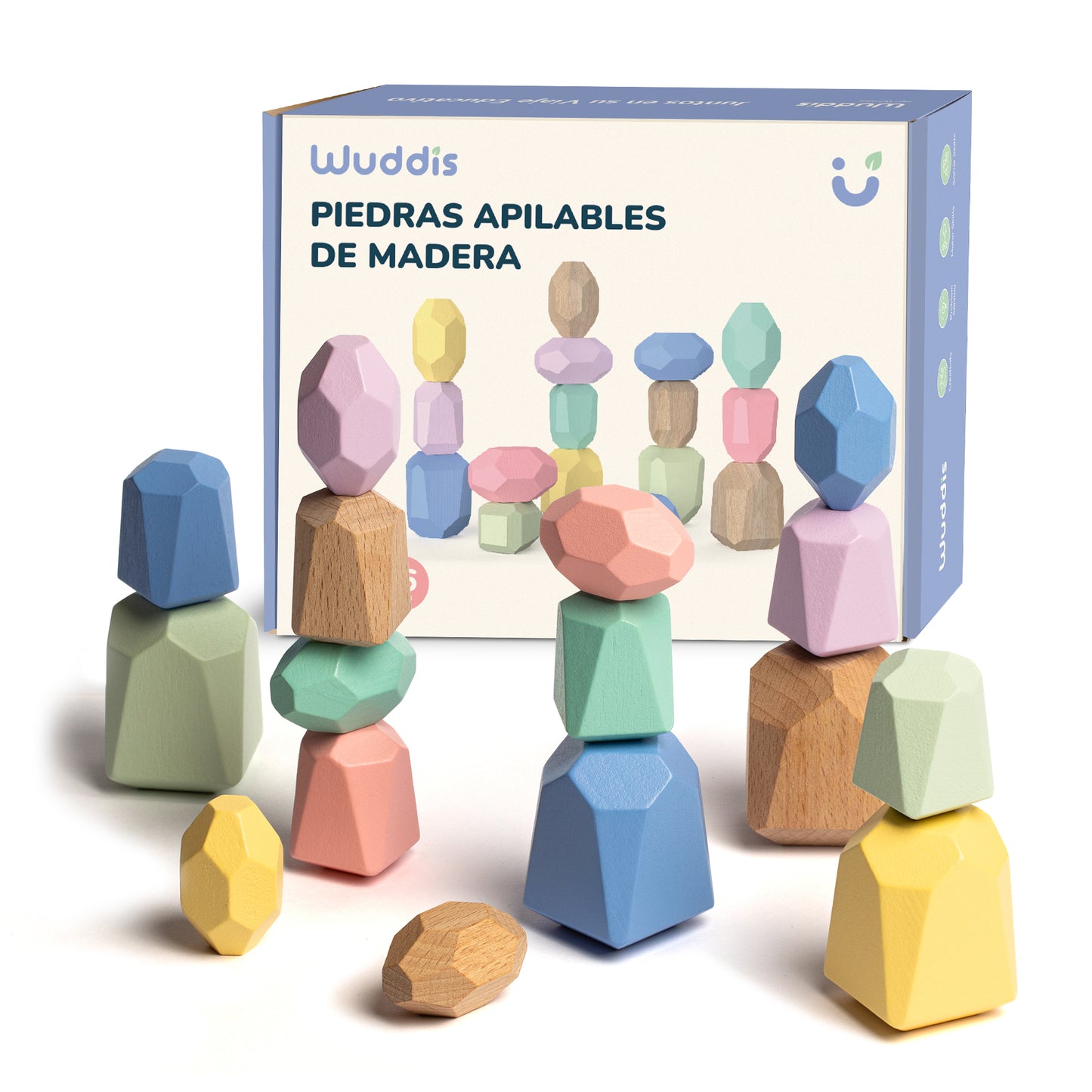 Piedras Apilables de Madera - Juguete Educativo Montessori, a Partir de 3 Años